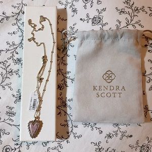 Kendra Scott Beaded Ansley Heart Gold Pendant Necklace in Lilac